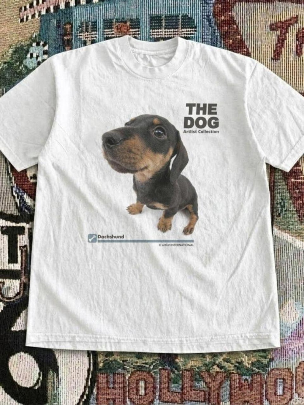Gildan White Dachshund Graphic Tee - The Dog Artist Collection